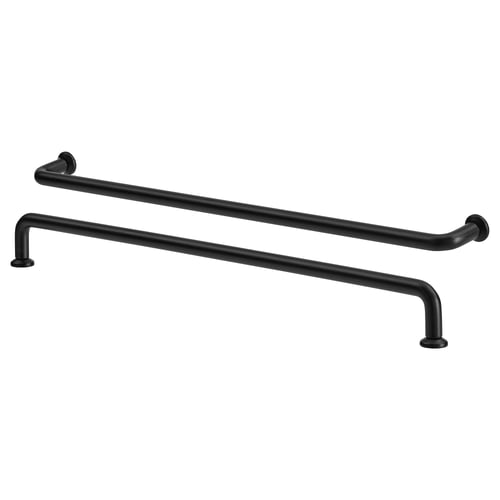 Two black, u-shaped BAGGANÄS handles, sleek and modern, designed for cabinetry.