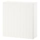 BESTÅ white storage unit. Modern, rectangular, panel design. Made from particleboard and fiberboard. Versatile, organises home items.
