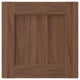 Dark brown wooden cabinet door, classic style, square shape, smooth texture.