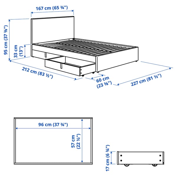 Illustration with measurements for the product: GLADSTAD.