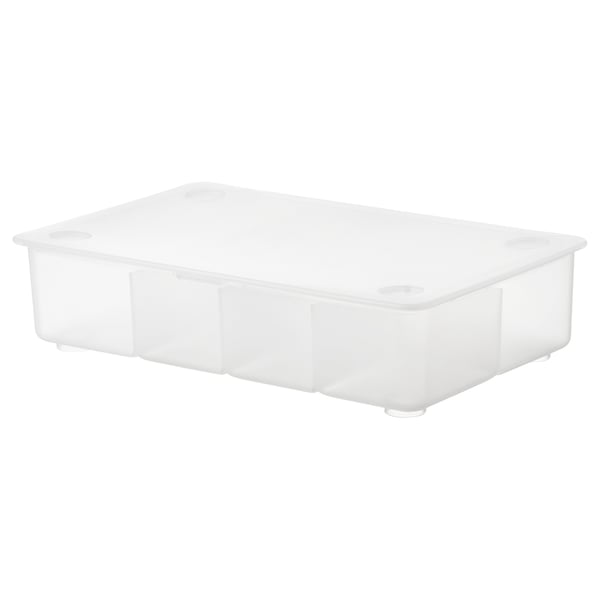 GLIS white plastic box, stackable, rectangular, with lid for organising small items.