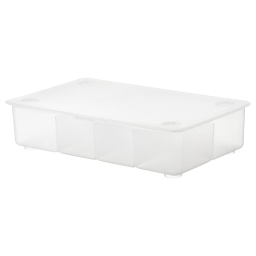 GLIS white plastic box, stackable, rectangular, with lid for organising small items.