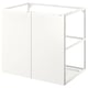A white JÄRNBODA kitchen base cabinet with a sleek design and metal frame.