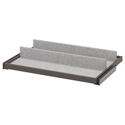 KOMPLEMENT pull-out tray: grey felt, black trim, rectangular, simple design.