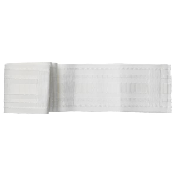 KRONILL white pleating tape for curtains, 100% recycled polyester, rectangular with even folds.