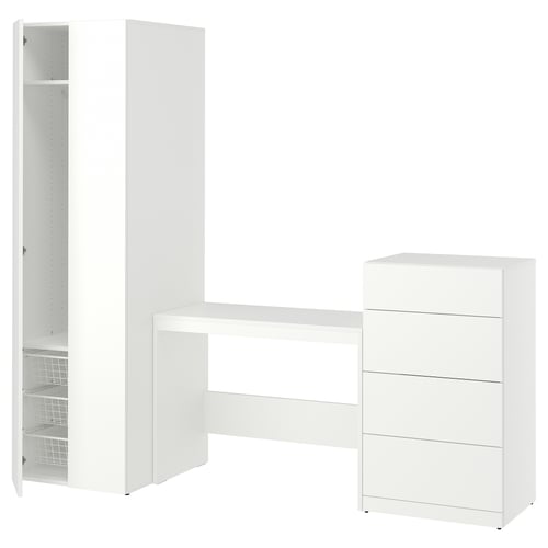 LASTARE Storage combination, white/table/, 220x62x201 cm
