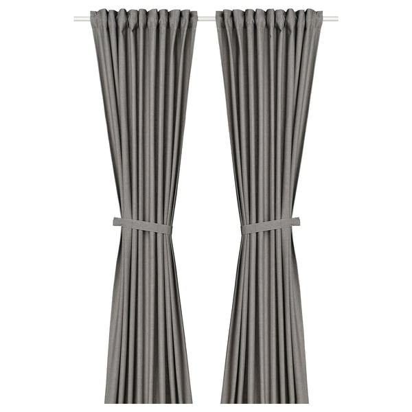 Lenna dark grey curtains with tiebacks