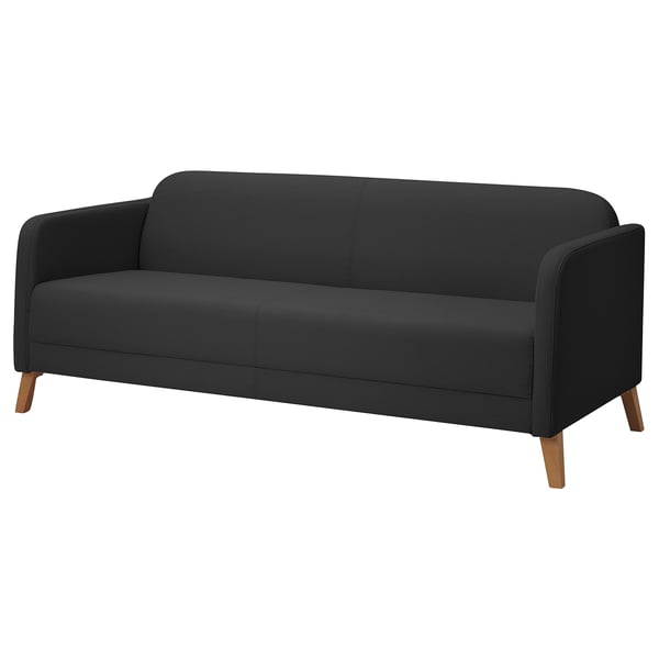Black sofa, modern wood legs