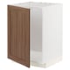 Walnut-colored METOD kitchen cabinet with white frame, square, and recessed panel design.