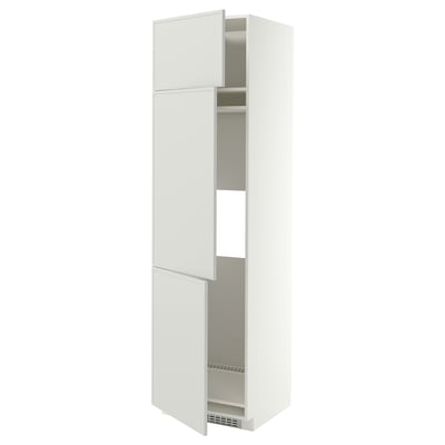 METOD High cab f fridge/freezer w 3 doors, white/Aspudden light grey, 60x60x220 cm