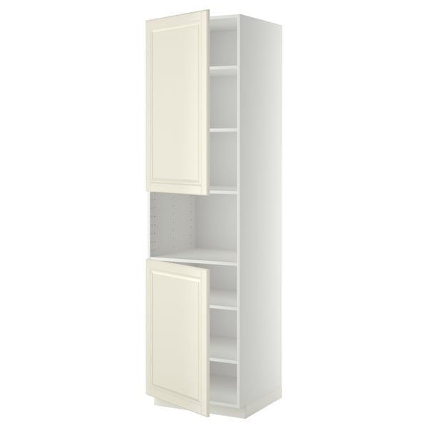 Off-white ikea METOD kitchen cabinet with shelves and drawers for versatile storage.