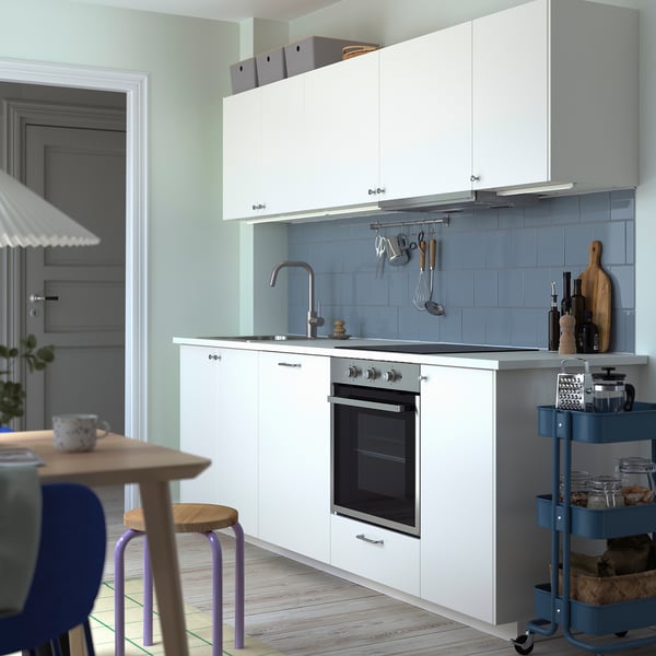 METOD Kitchen, white/Veddinge white, 246x60x207 cm