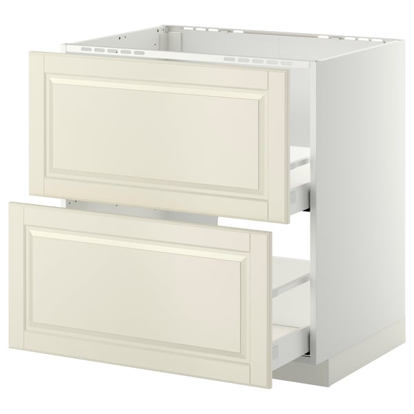 Off-white METOD kitchen cabinet with two pull-out drawers, featuring classic design and sturdy construction.