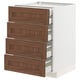 White METOD kitchen cabinet with four extended walnut drawers.