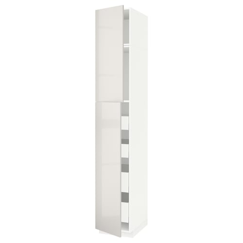 White METOD kitchen cabinet, glossy finish, rectangular, modern design.