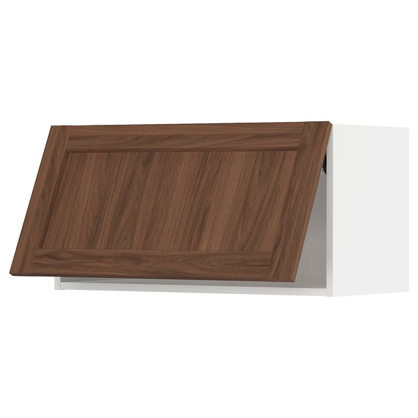 METOD kitchen cabinet with walnut-brown, wooden textured door. Rectangular, classic design.