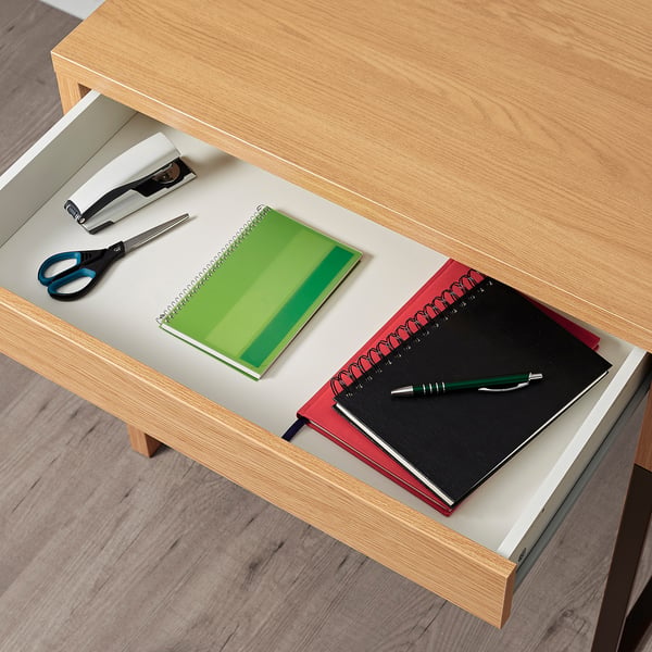 MICKE Desk, oak effect, 73x50 cm