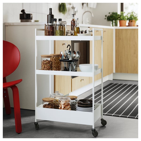 NISSAFORS Trolley, white, 50.5x30x83 cm