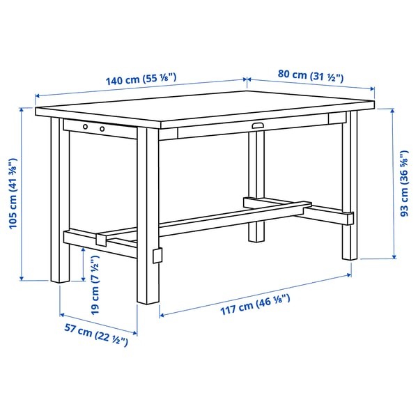 Illustration with measurements for the product: NORDVIKEN.