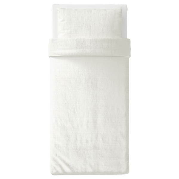 OFELIA VASS white bedding set, crisp cotton fabric, rectangular shape, subtle dobby-weave texture.