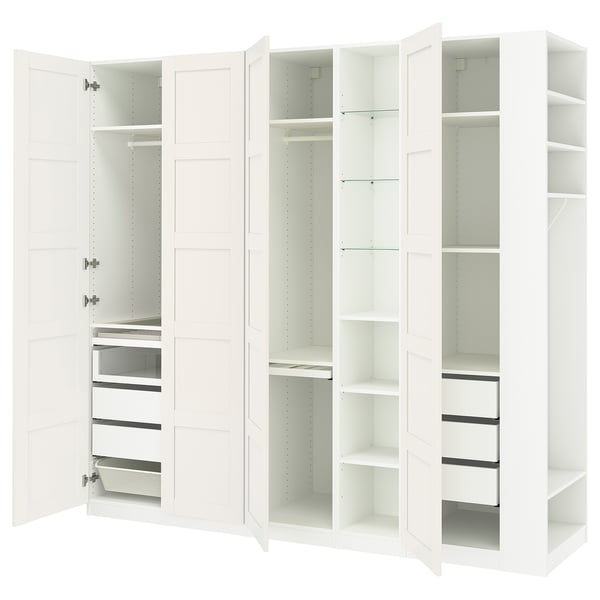 PAX / BERGSBO Wardrobe combination, white white/white, 255x60x236 cm