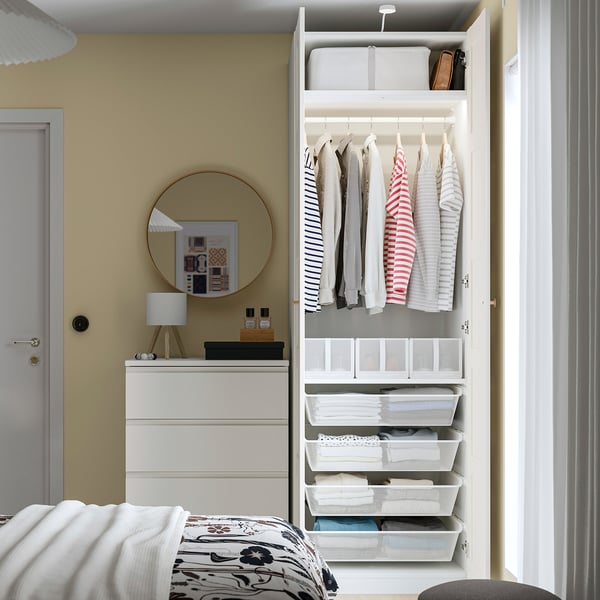 PAX / BERGSBO Wardrobe combination, white white/white, 75x60x236 cm
