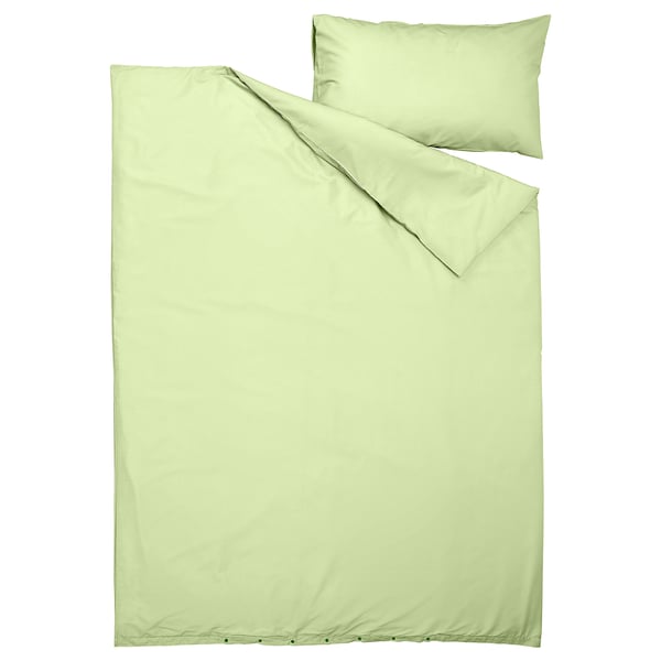 Light green PILTANDVINGE bedding set, simple design, smooth fabric.