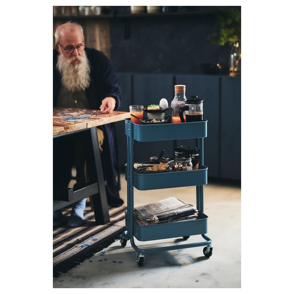 RÅSKOG Trolley, grey-blue, 35x45x77 cm