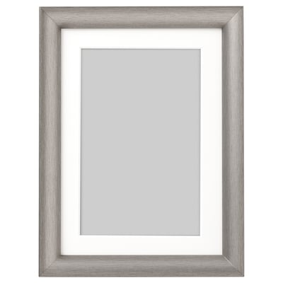 Silverhojden picture frame, silver, rectangular, with white mat, suitable for wall or table display.
