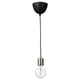 SKAFTET black pendant lamp with nickel socket, led bulb, modern design.