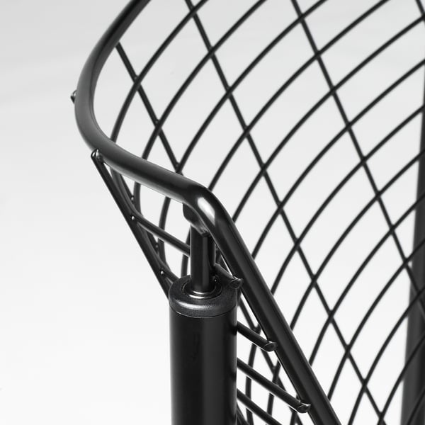 A close-up of SKÅLBODAs sturdy metal frame, highlighting robust welds and durable black finish.