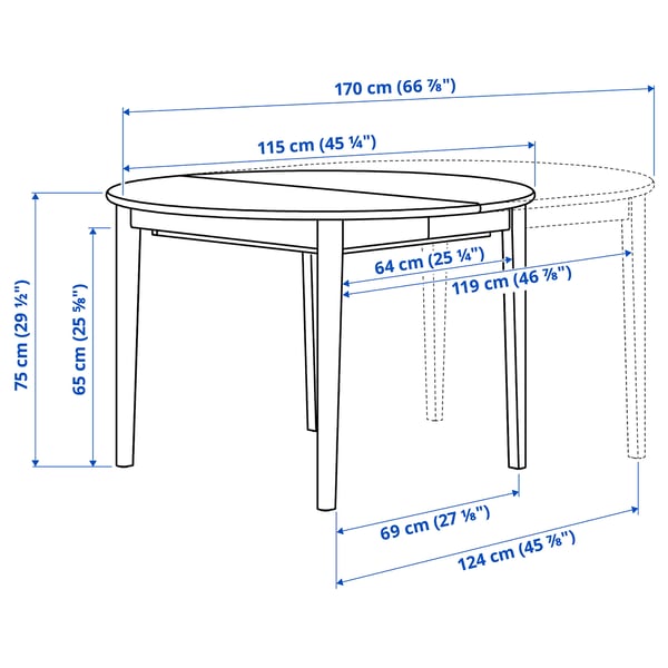 Illustration with measurements for the product: SKANSNÄS.