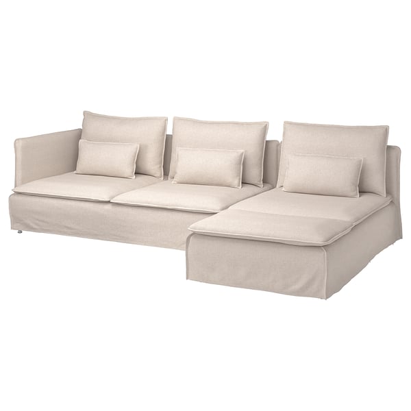 Off-white SÖDERHAMN sectional sofa with deep, plush seats and cushions on high legs for airy design, ideal for comfort.