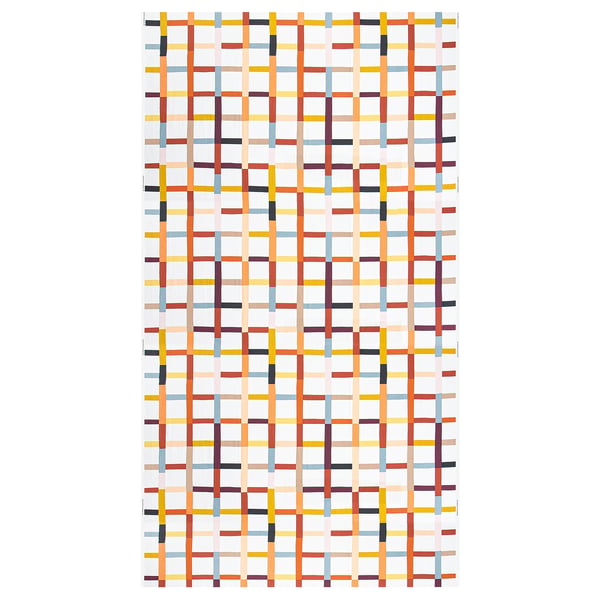 STRANDKÄMPAR: multicoloured line chequered cotton fabric, rectangular, for crafts, curtains, ironable, machine washable.