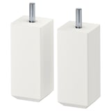 Two white rectangular STUBBARP legs with silver bolts at the top, designed for furniture stability.