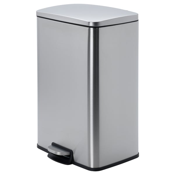 SULTEN pedal bin, stainless steel, sleek design, soft-close lid, rectangular shape, modern home decor.