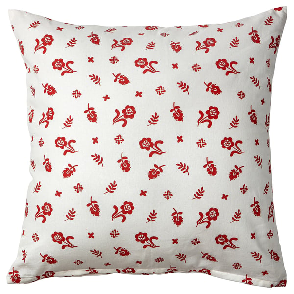 TÅGSÄCKMAL Cushion cover, white/floral pattern, 50x50 cm