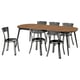 TJÄRKIL / STEIN Table and 6 chairs, black walnut veneer/grey black, 180/235/290 cm