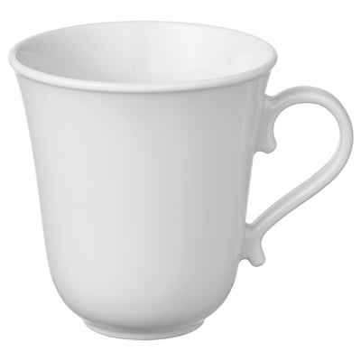 UPPLAGA white porcelain mug, rustic design with ruffled edge, durable.