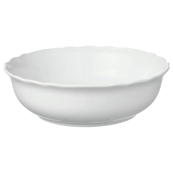 UPPLAGA: white porcelain bowl, round, ruffled edge, dishwasher-safe.