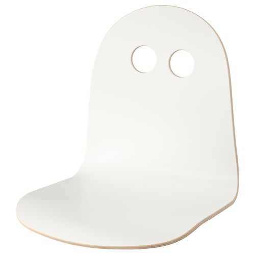 VALFRED white chair, minimalist, curved, melamine laminate.