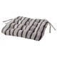 Comfortable VATTENMOTT chair cushion, grey stripes, soft material, rectangular shape, ties for securing, two-toned colour scheme.