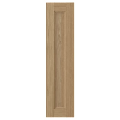 VEDHAMN oak wooden cabinet door, natural tone, rectangular shape, solid oak frame, veneer panels, warm, detailed joints.