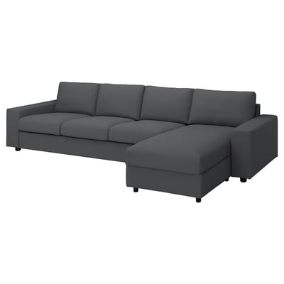 VIMLE dark grey sectional sofa, modern design, l-shape, soft cushions.