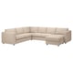 Beige VIMLE sectional sofa with chaise, high resilience foam, removable covers.