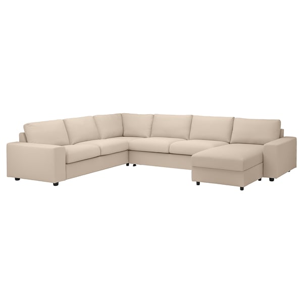 A beige VIMLE sectional sofa with a chaise lounge. Its a comfortable, light-colored sofa with a modern design.