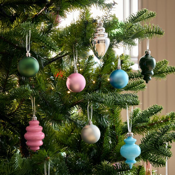 VINTERFINT Tree ornament set of 32, bauble mixed shapes/mixed colours