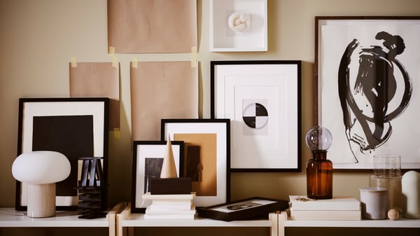 An aspen/white EKENABBEN open shelving unit