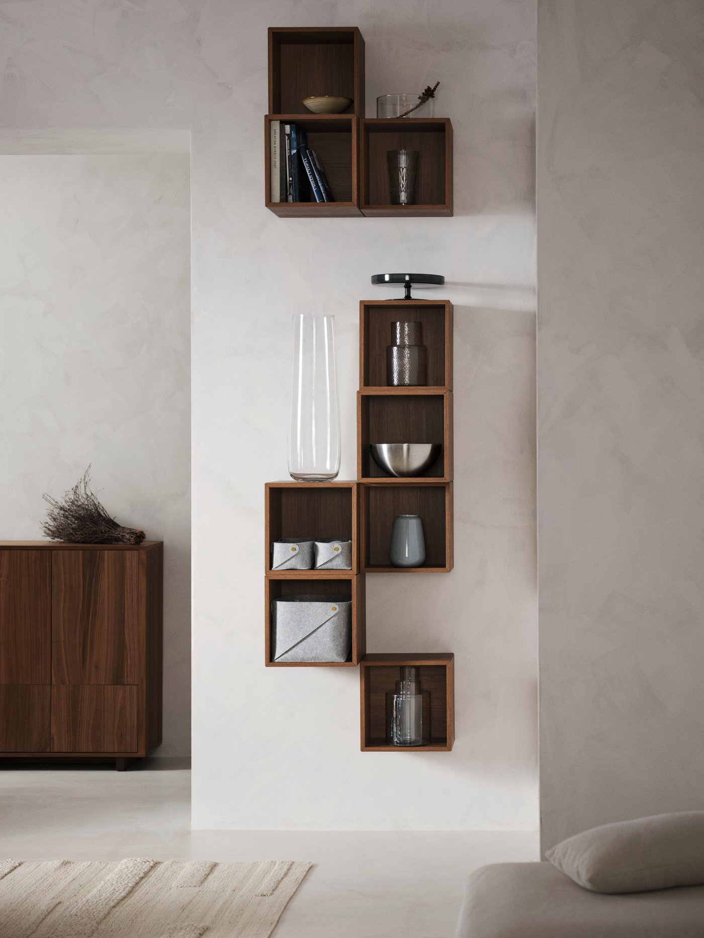 A brown walnut effect EKET cabinet