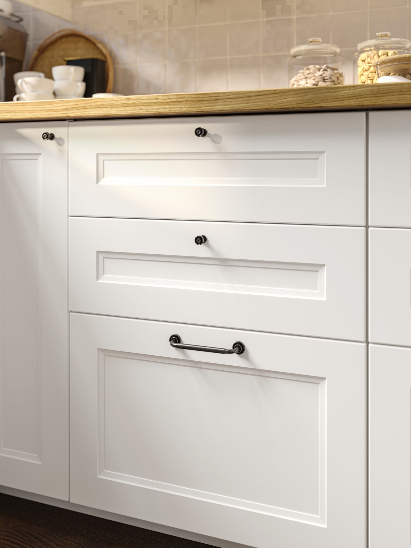 A matt white AXSTAD drawer front